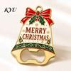 Enamel Beer Opener for Fridge Christmas Bell Bottle Opener, Heavy Duty Cap Remover, Magnetic Refrigerator Magnet, Metal Holiday Kitchen Bar Decorative