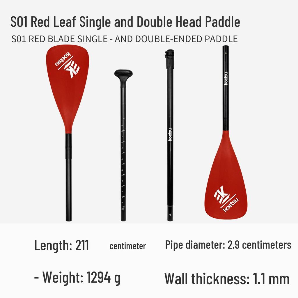 KOETSU Surf Paddleboard Dual-Use Aluminum Paddle: Single/Double Head Kayak & Paddleboard Paddle