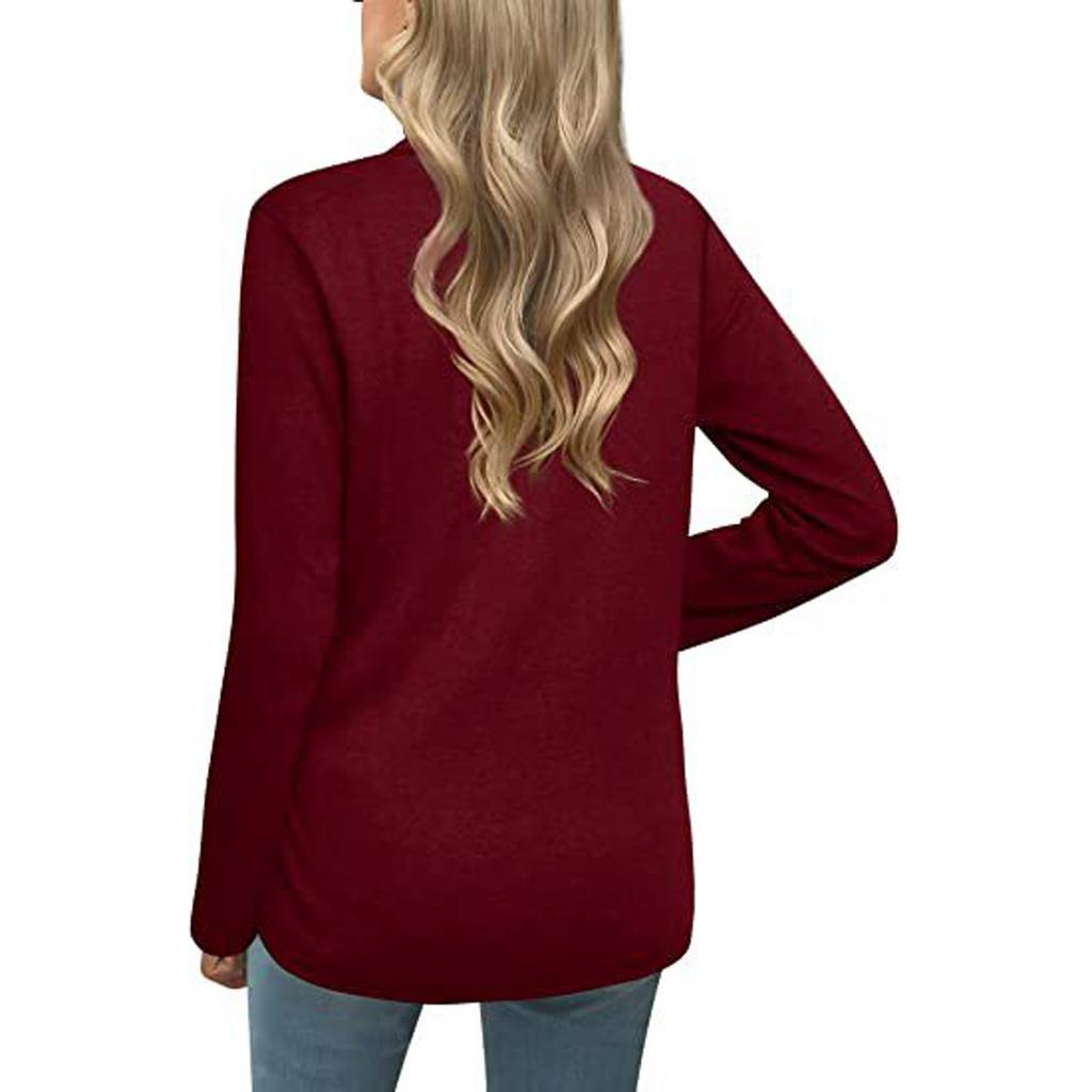 Women's Fashion Casual Round Neck Cross Pleated Loose Long Sleeve Top