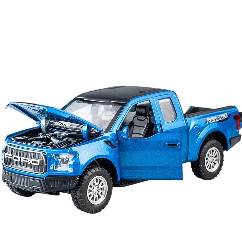 

1/32 Ford Raptor F150 Big Wheel литой литой автомобиль модель со звуком и светом инерционный автомобиль игрушки для детей рождественские подарки синий