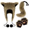 Plush Fox Tail Hat Gloves Set Cosplay Costume Accessories Party Halloween Christmas