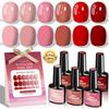 6 Colors Pink Gel Polish Kit Peach Sweet Nail Gel Pink Series Soak Off LED Lamp Cured Set
