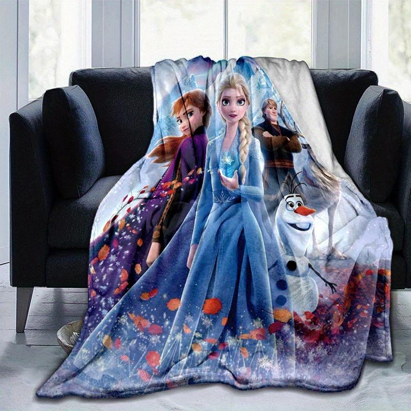 1pc Anna and Elsa Printing Blanket for All Season, Unisex Cartoon Blanket, Office Blanket, Lunch Rest Blanket