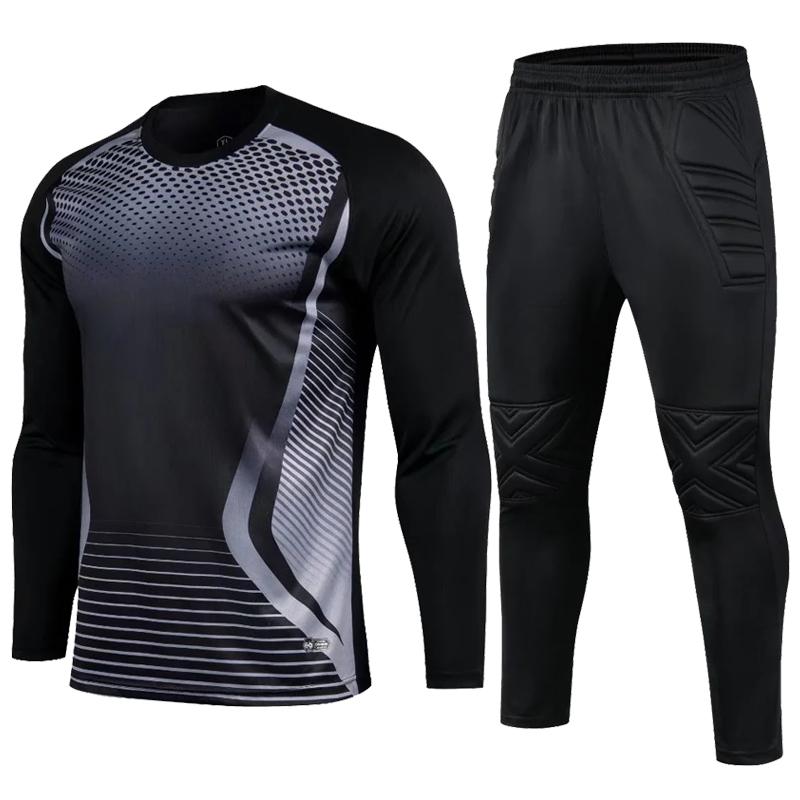 Herren Erwachsenen Fußball Torwart Uniform Schutzschwamm Fußball Langarm Kinder Training Torwart Fußball Trikot Oberteil Hose