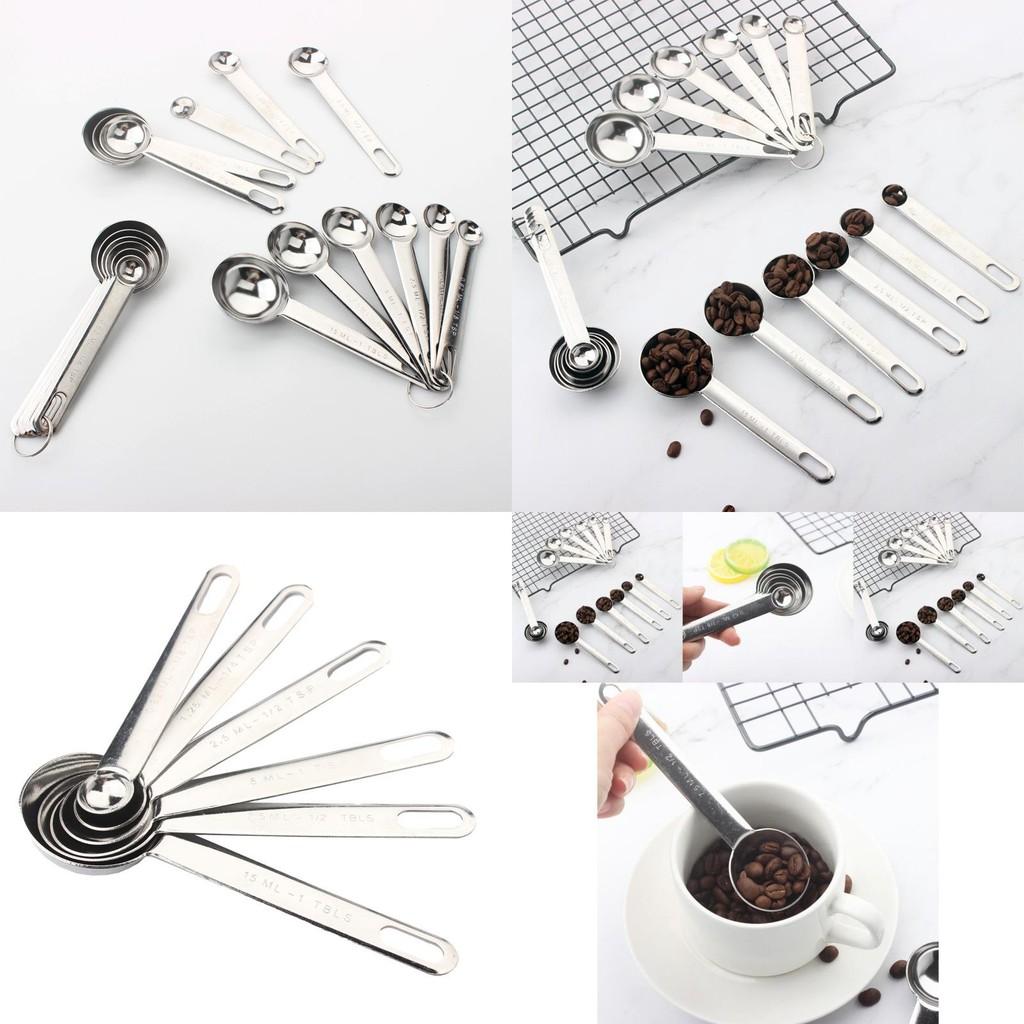 Modern Stainless Steel Measuring Spoon Set For Baking And Coffee With Clear Measurements