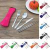 Portable Lunch Tableware Cutlery Set Stainless Steel Spoon Fork Cutter Chopsticks Travel Outdoor