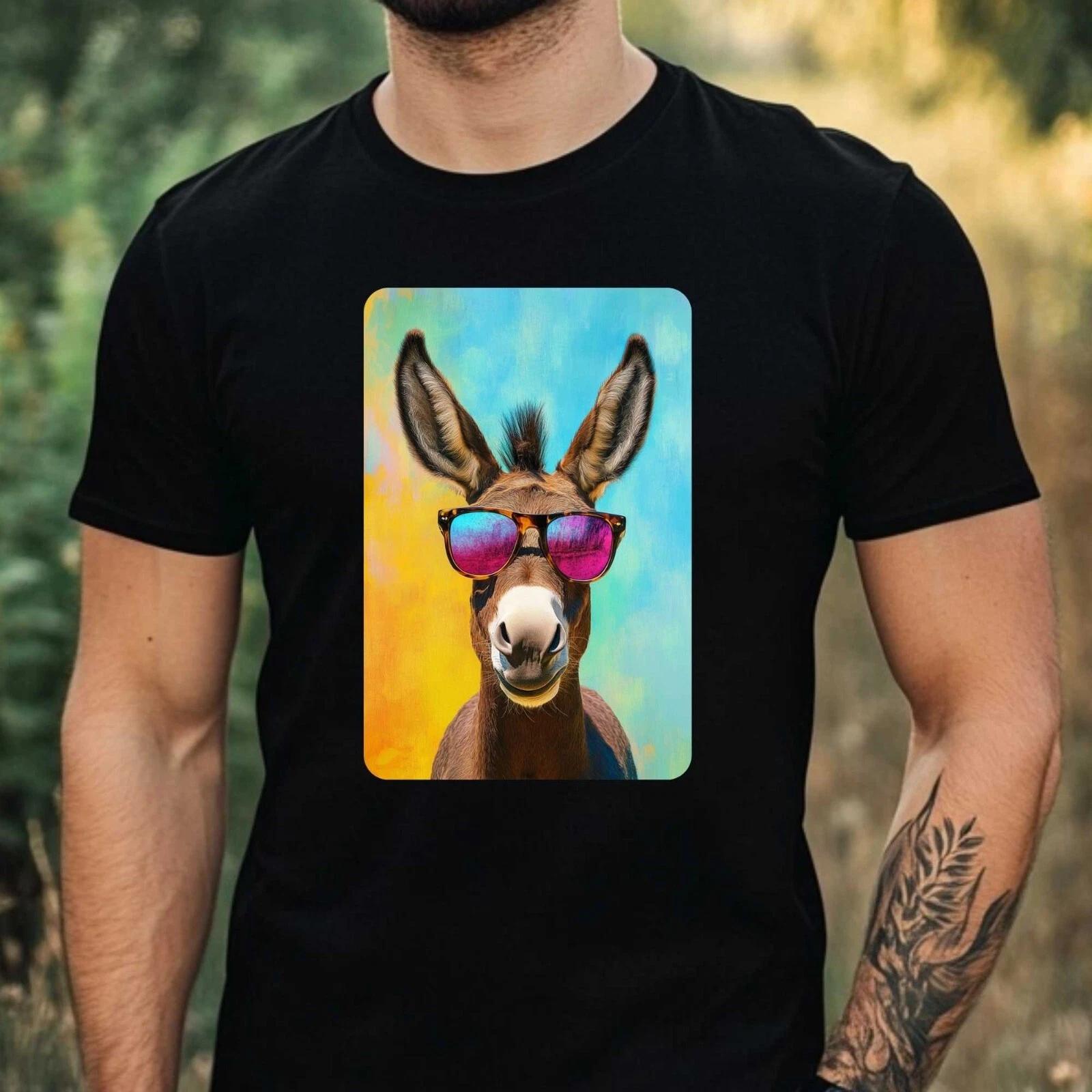 T-Shirt Herren Esel mit Sonnenbrille Motiv Baumwolle Größe XS bis 5XL XS