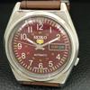 VINTAGE SEIKO 5 AUTOMATIC 7009A JAPAN MENS MAROON COLOR DIAL WATCH a708571-1