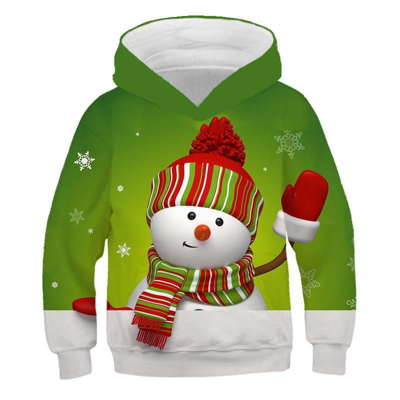 Kawaii Hoodies Christmas 3D Print Santa Snowmen Sweatshirts Boys Girls Hooded Pullovers Kids Fashion Oversized Hoodie Tracksuits