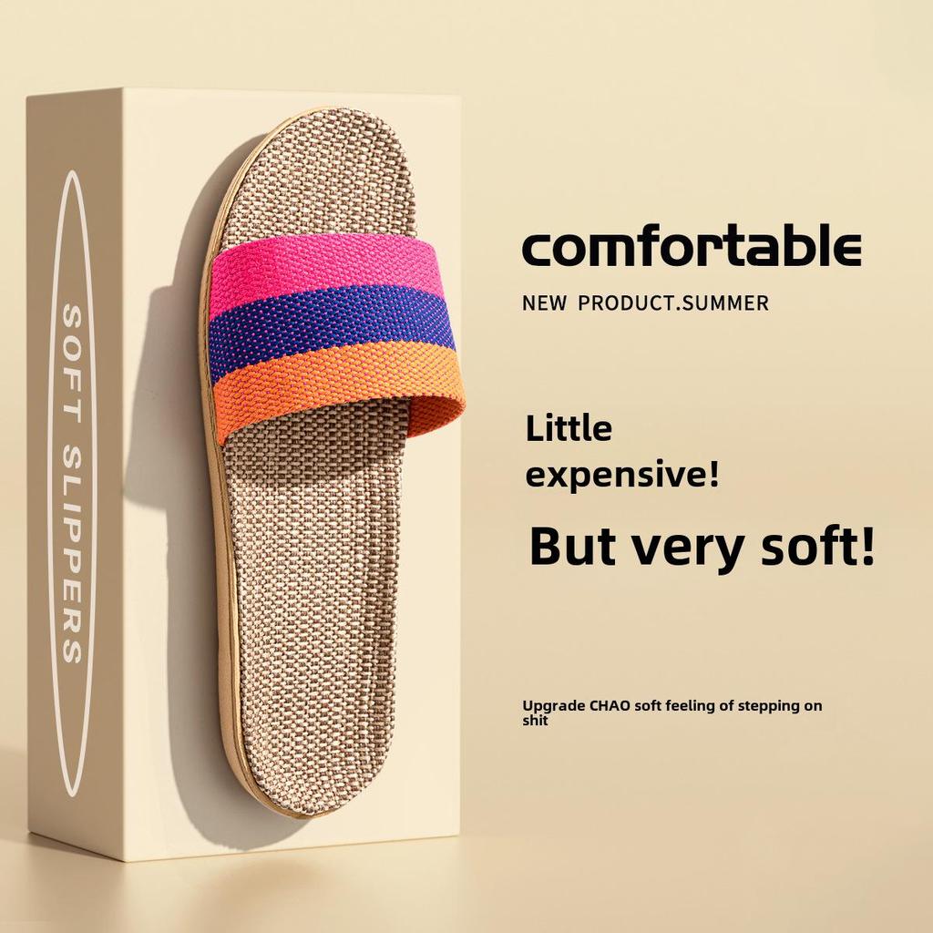 2025 Jarní bavlněné a lněné pantofle v japonském stylu: Dámský pot absorbující, protiskluzový pro všechna roční období