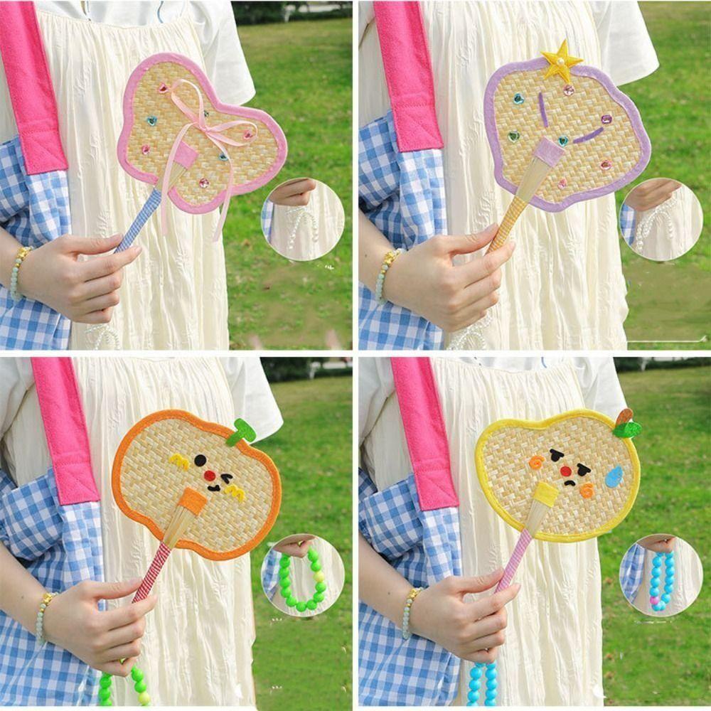 Hand-cranked Pu Fan Bamboo Handheld Fan Portable Bamboo Weaving Fan Home Decor