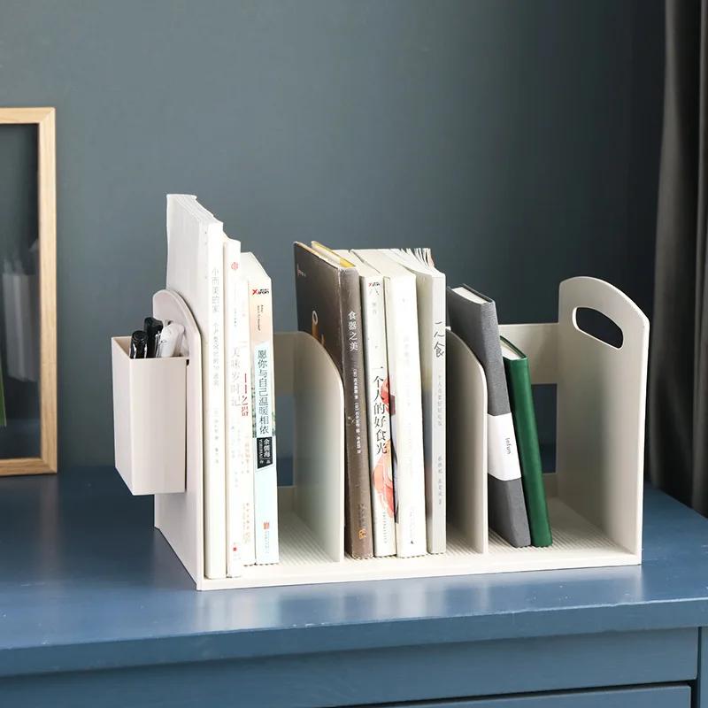 Stylish Japanese Design Bookends for Desk with Pen Holder and Storage Rack