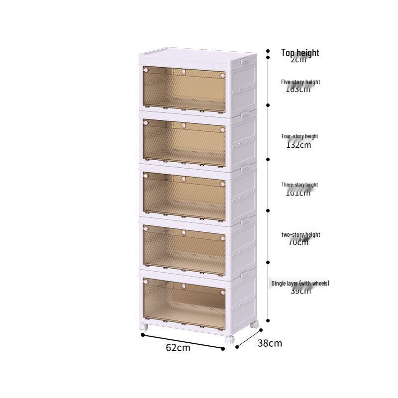 Instant Open Foldable Multi-Layer Plastic Storage Cabinet for Bedroom/Living Room