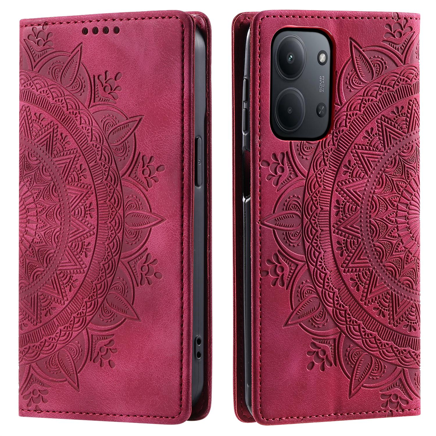 

For Xiaomi Redmi 15C 4G (EU) (173mm) Case Magnetic Closing Leather Phone Cover Pattern Imprinted Rose
