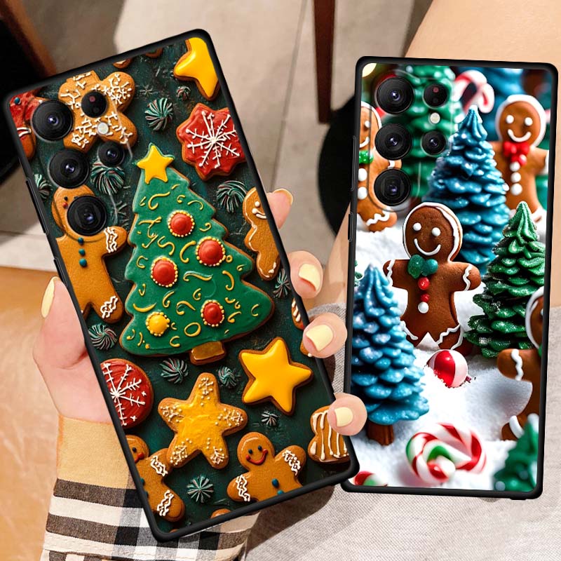 Boîte Cadeau Noël Design Coque de Téléphone Pour Samsung Galaxy S26 S25 S24 S23 S22 S21 S20 Ultra Plus FE 5G Noir TPU Souple