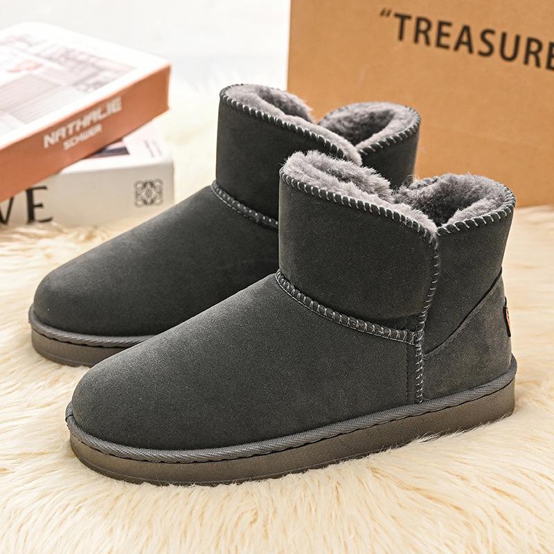 Pánské sněhule Zateplené plyšové krátké boty Silná podrážka Bavlněné boty Zimní Kulatá špička Chlebovky Vysoké šněrovací boty
