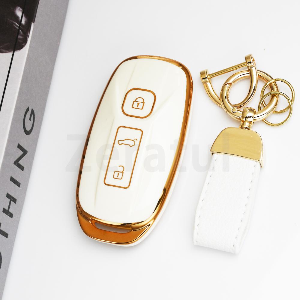For Aiways U5 Pro U5 Se U6 - 3 Buttons Tpu Auto Shell Fob Car Key Case Cover Holder Protector Keychain Keyring