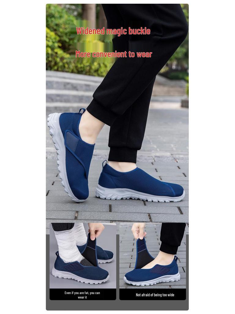 Herrskor för återhämtning av svullna fötter - Pappaskor med enkelspänne för seniorer