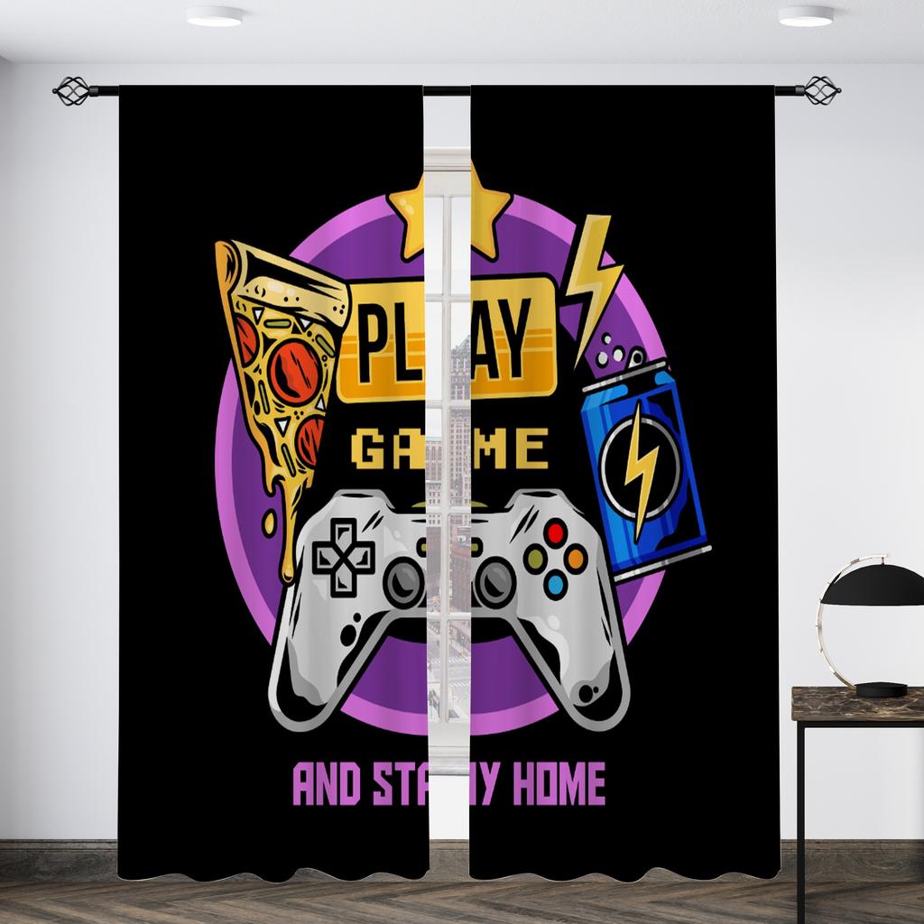 2024 Gamepad Player Game Elements Curtain Kids Boys Girls Room Decor Bedroom Living Room Shade Curtain 2 Panels Free Delivery