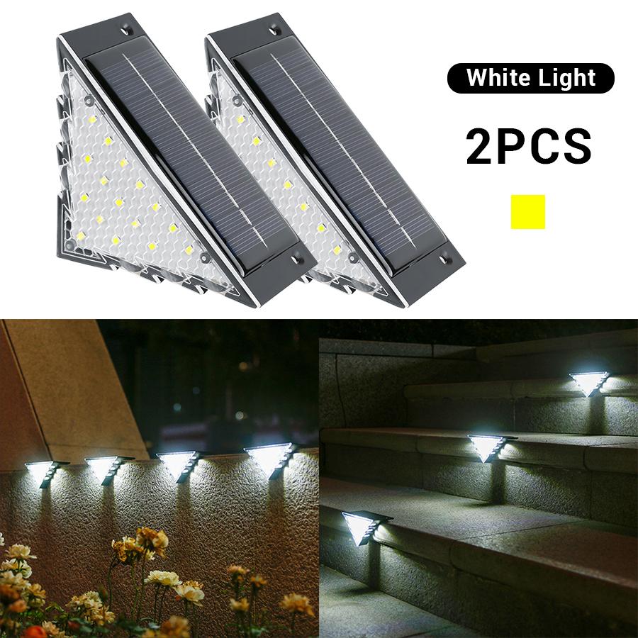 Outdoor Solar Railing Lights Deck Stair Waterproof Lamp for Garden/Pathway, Warm White Step Decoration Light with Auto Sensor
