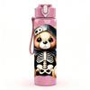 1PC Skeleton Bear Wearing Hood 750ml Color Plastic Sports Water Bottle Leakproof Flip Straw Lid Suitable for Sports Office Home Use