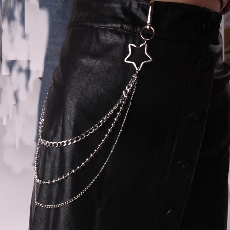 Long Metal Waist Chain Gothicism Waist Belt Punk Hook Trousers Pant Waist Link for Fashion Enthusiasts