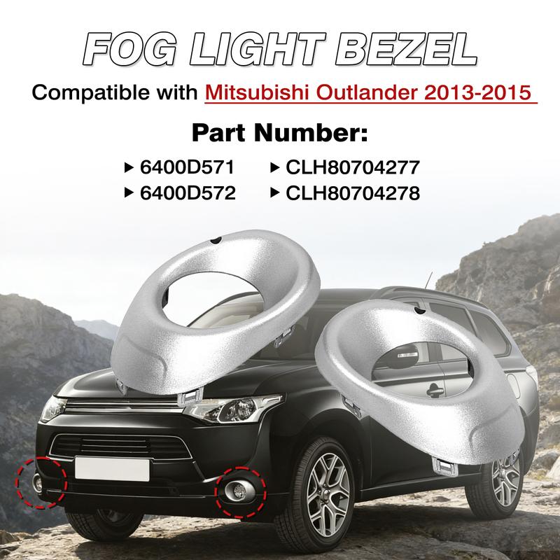 2pcs Front Bumper Fog Light Lamp Cover Frame Bezel Silver/Black For Mitsubishi Outlander 2013 2014 2015 6400D571 6400D572