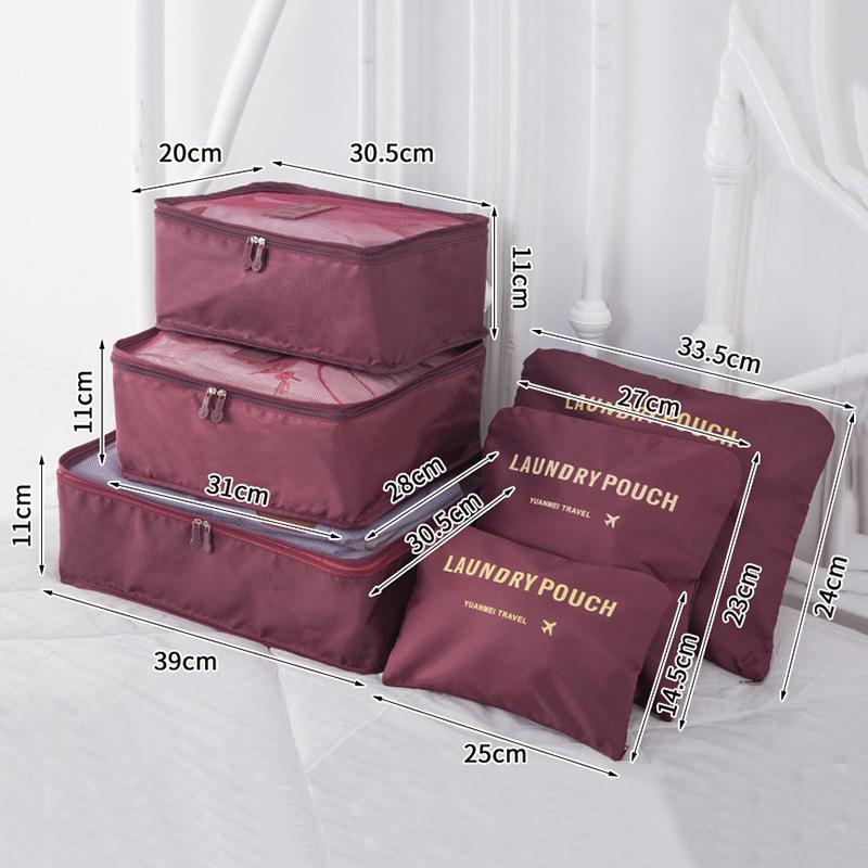 6 In 1 Travel Organizer Laundry Pouch Travel Luggage Bag Clothes Organizer Set