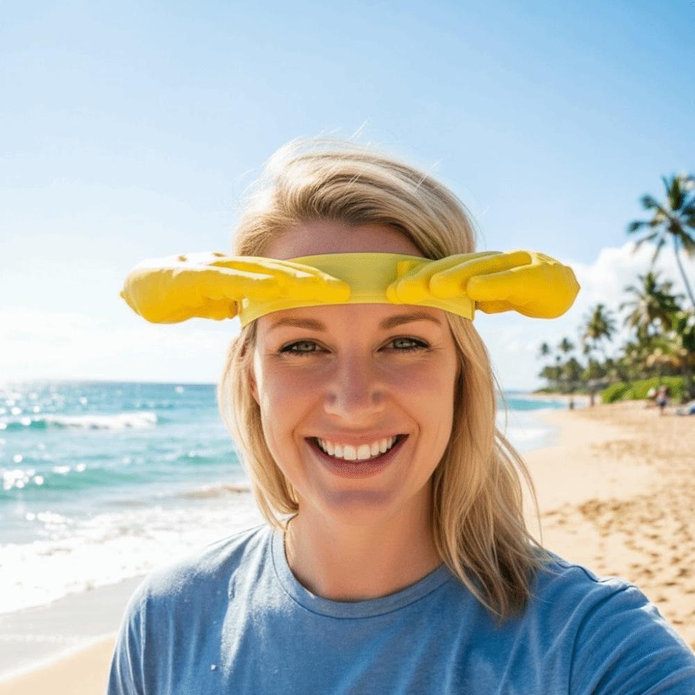 Detachable Funny Hand Sun Hat PLA Sun Protection Quirky Hairband For Men / Women