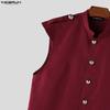 INCERUN Men Summer Sleeveless Buttons Casual Fitted Short Tank Tops Waistcoat