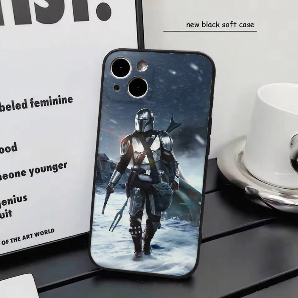 Disney The Mandalorian for iPhone 15 16 14 Plus 13 12 11 17 Pro Max 17 Air Black Soft Phone Cover