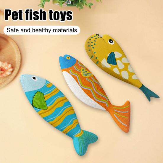 Ocean Fish Cat Toy Fabric Colorful Saury Cat Chew Toy Soft Stuffed Fish Kitten Kicker Teething Toy for Indoor Cats Boredom Relief