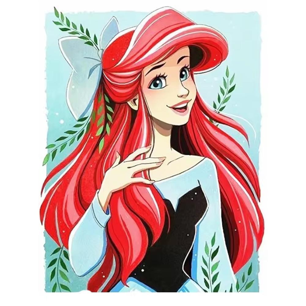 

Disney Diamond Painting Ariels Fresh and Healing Illustration Mosaic Art DIY Cross Stitch Embroidery Set Full Diamond Home Decor Gift Round 20x30cm