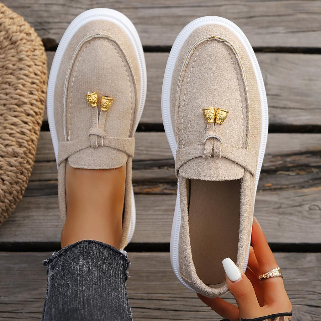 New Lefu Shoes Women's Soft Leather Retro Lazy Man Step On Thick Sole Flat Bottom Comfortable Single Shoe