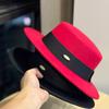 New Style Woolen Flat Top Hat for Women In Autumn and Winter French Face-showing Little Jazz Hat for Women British All Match Top Hat Hepburn Style