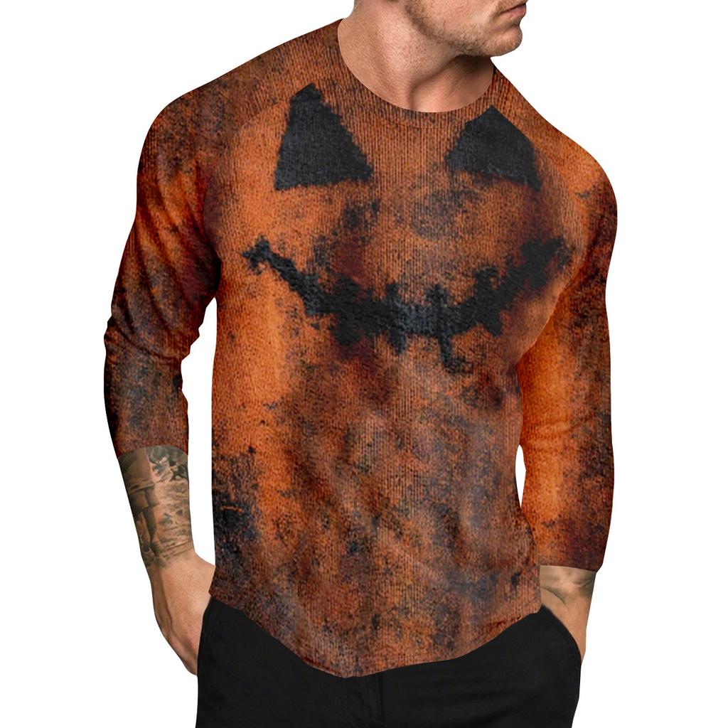 Halloween Print Raglan Sleeve Men's Long Sleeve Top