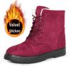 Korean Style High-top Snow Boots for Men and Women, Plus Size, with Velvet Lining and Front Lace-up.