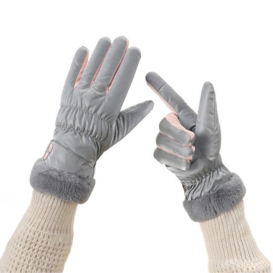 1 Pair Women Cycling Gloves Waterproof Wind-proof Touchscreen Fleece-Lined Gloves Winter Outdoor Cold Weather Warm Thick Full Finger Thermal Gloves