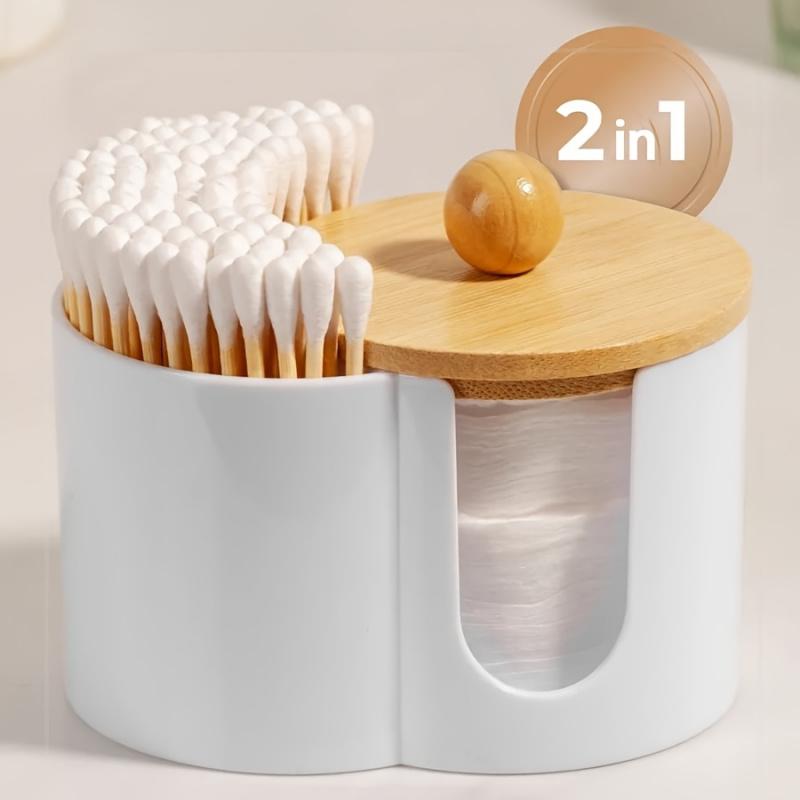 2 In 1 Cotton Swab Cosmetic Storage Box, Compact Design, Suitable for Storage In the Living Room and Bedroom