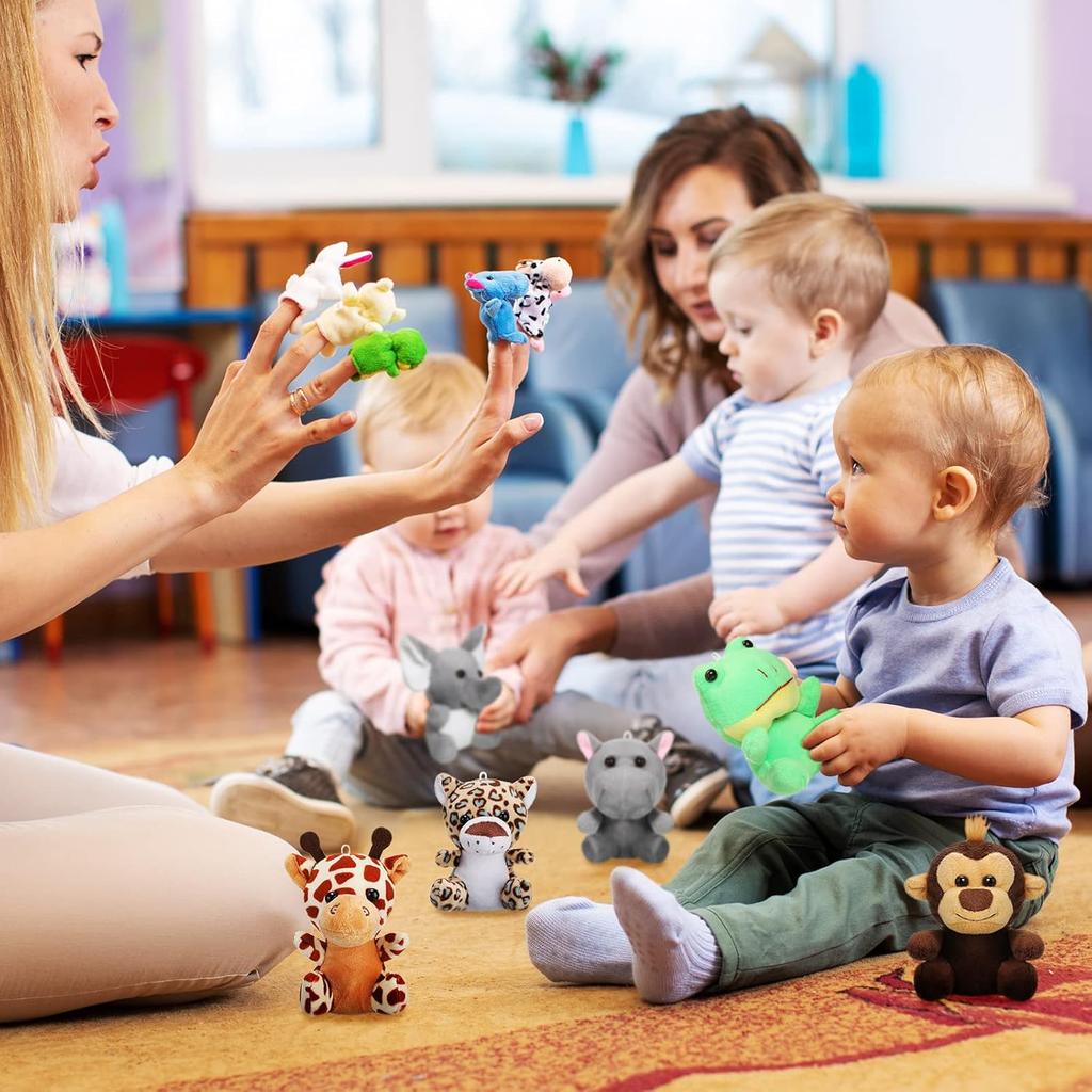 Skylety 12 Pieces Mini Stuffed Animals 4.8 Inch Cute Safari Plush Toys Elephant Lion Giraffe Tiger Puppy Zebra Duck for Jungle Animal Themed Parties