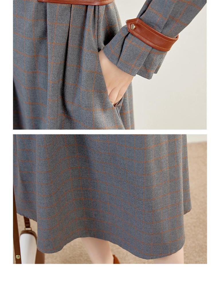 Vestido Midi de Cuadros Estilo Coreano para Mujer Otoño 2022 - Adelgazante y Elegante