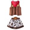 Ținută de Rol Cowgirl Pentru Fete Costum cu Tematică Western din 4 Piese Vestă Pantaloni Pălărie și Fustă Scurtă