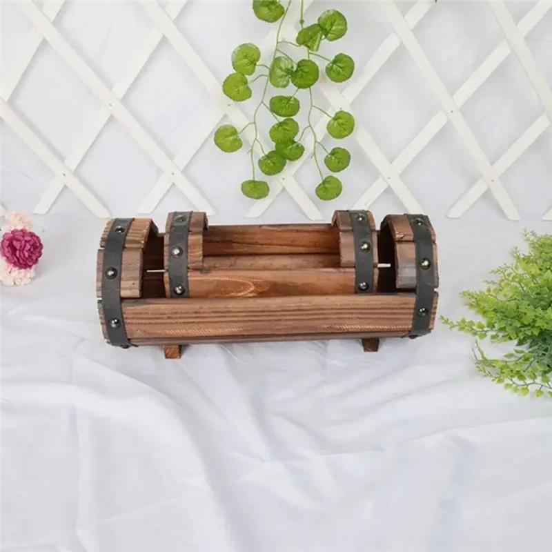 BAAU Wood Flower Pots Wedding Decoration Carbonized Antiseptic Wood Flower Boxes Balcony Succulents Wooden Flower Pots