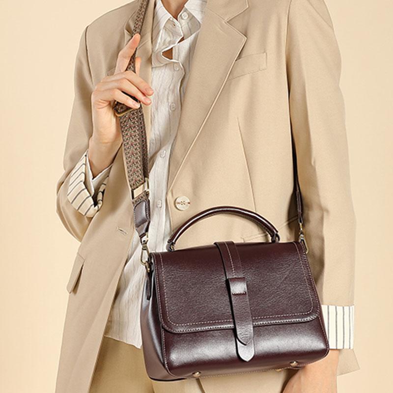100% Genuine Leather Women's Bag 2026 New Luxury Designer Shoulder Bags Women Crossbody Bag Vintage Cowhide Female Handbags