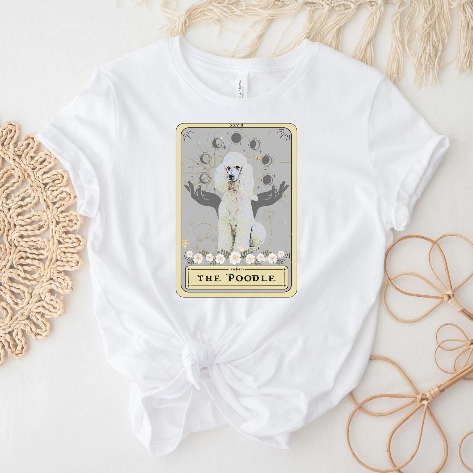White Poodle Tarot Card Shirt Dog Lover L