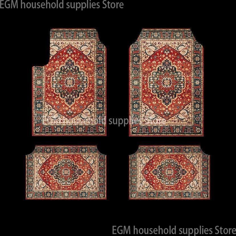 Bohemian Car Floor Mats Non Slip Soft Washable Universal Auto Foot Pads Vintage Interior Rugs
