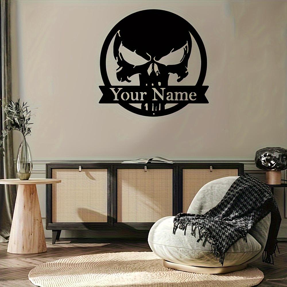 Custom Name Skull Metal Sign, Vintage Horror Wall Art, High-Temp Painted Skeleton Decor for Halloween & Gifts, No Power Needed