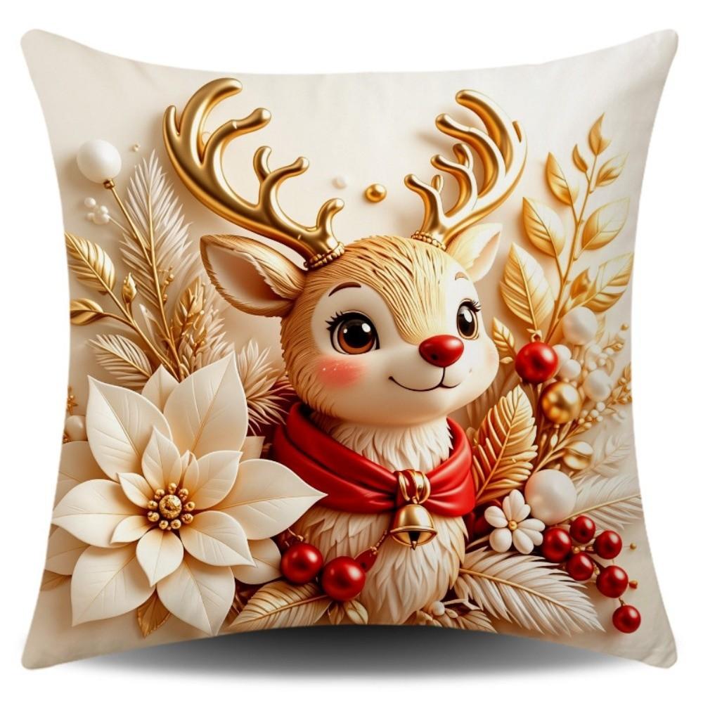 Soft Fabric Christmas Pillow Cover Square Sofa Pillow Case New Holiday Throw Cushion Home Decor