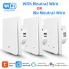Tuya Smart WiFi Light Switch Push Button No Neutral Wire/With Neutral Wire Switch Smart Life App Control Alexa Google Home Alice