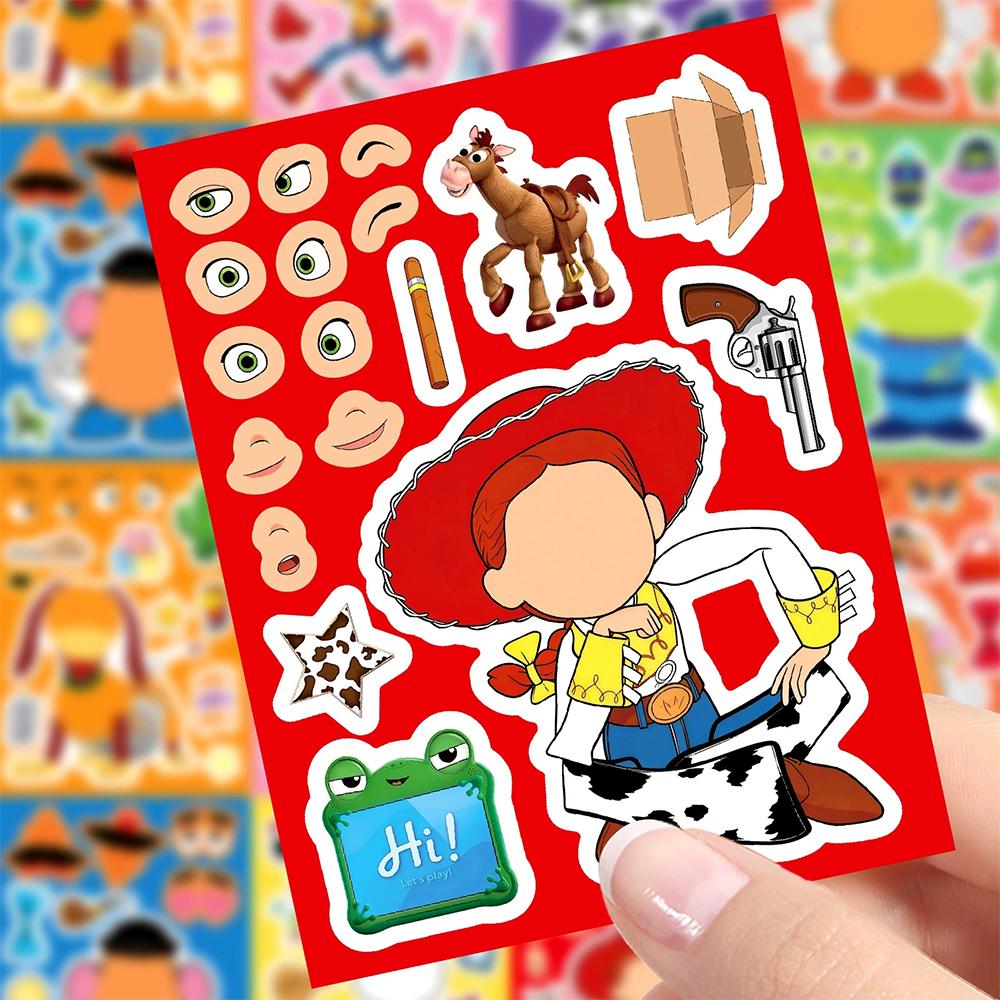 8/16Sheets Puzzle Stickers Game Make a Face DIY Assemble Jigsaw Toys Theme Party Decoration Decals Gifts